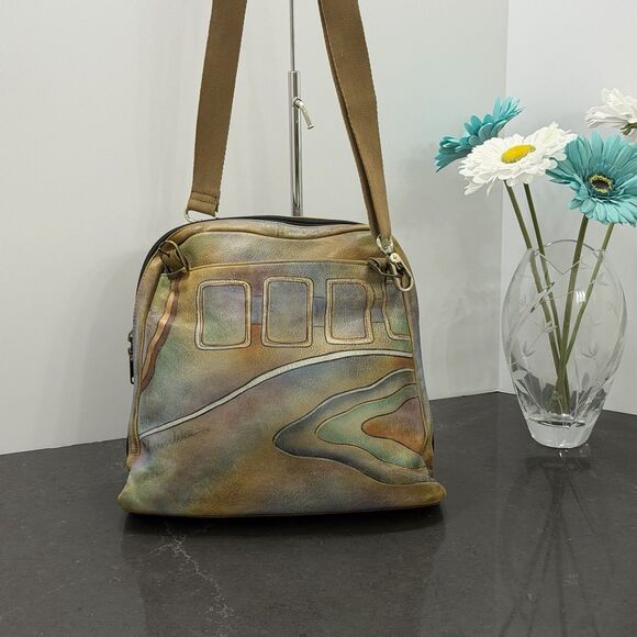 Anuschka Handbags - Vintage Aruschka Genuine Leather Artistic Shoulder Bag Crossbody Multicolor